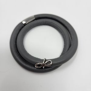 Endless Jewelry Women's Genuine Leather Double Wrap Bracelet Gray Color
